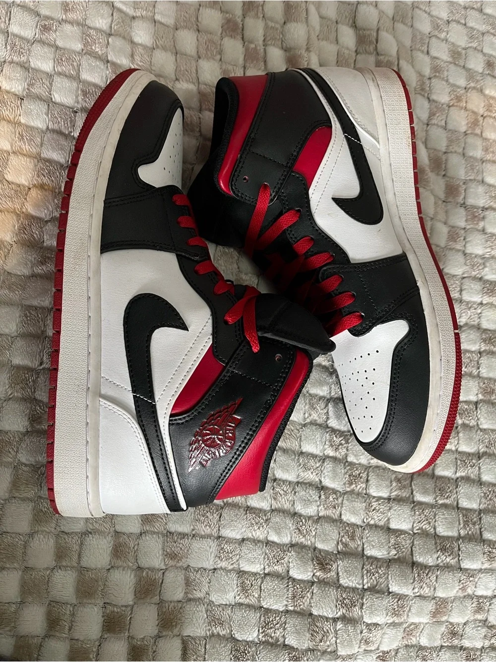 Jordan Men's High Top Sneakers - Black White Red